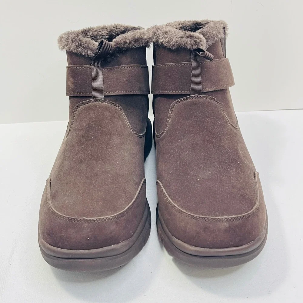 FitVille Men Brown Suede Faux Fur Lined Winter Ankle Boots 11.5 Extra Wide‎